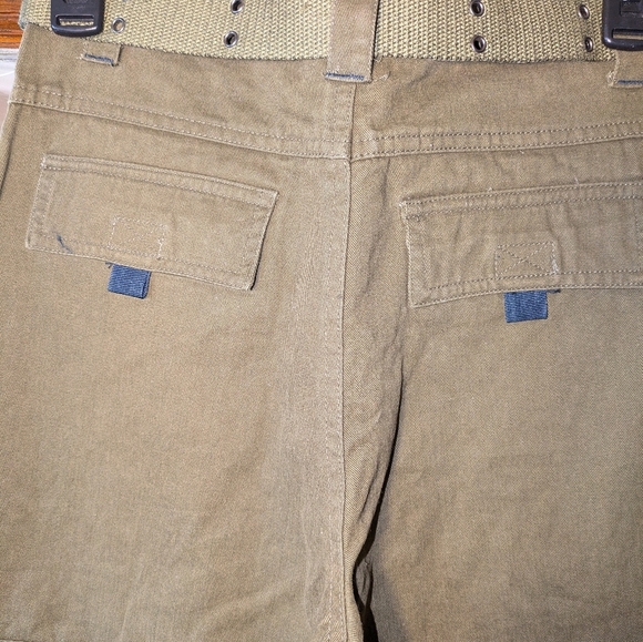 Urban Extreme Vintage Boys Olive Green Cargo Pants – Y2K Belted Utility - Picture 6 of 7